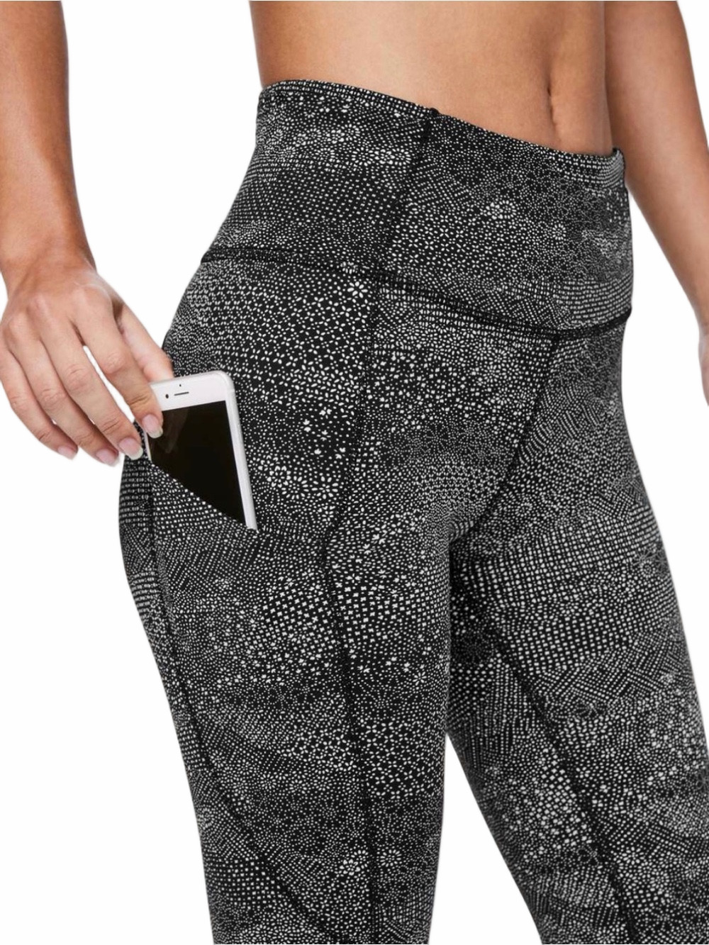 Lululemon Size 8 Fast & Free II Tights  Patterned  25”Side Pocket Size 8
